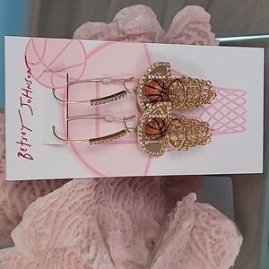 Betsey Johnson Basketball Hoop Gold Earrings
